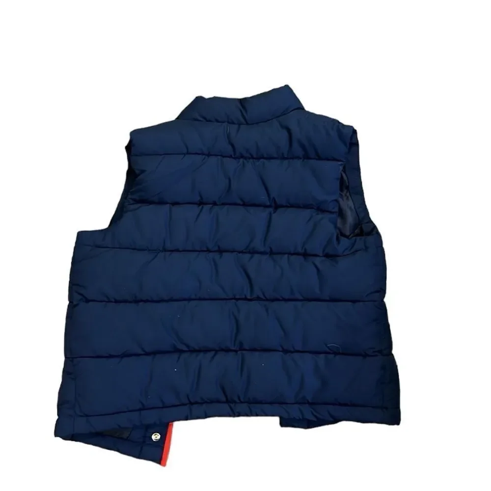 Janie and Jack navy blue with red trim button up puffer vest 3/4 years